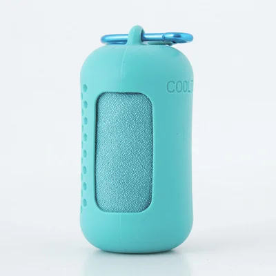 Light Blue Quick Dry Cooling Towel Set (2 Pack) - Microfiber Sport Towels with Silicone Cases & Carabiners