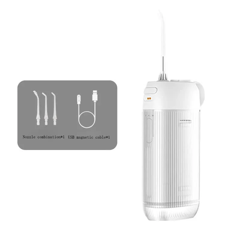 White Advanced Portable Water Flosser - USB Rechargeable Cordless Oral Irrigator, 3 Modes, IPX7 Waterproof for Travel & Home