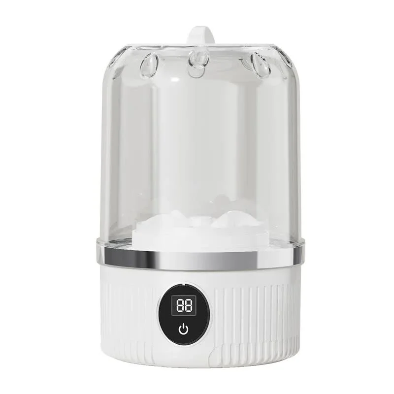 White Portable Mini Washing Machine - Rechargeable USB-C Electric Washer for Travel, Delicates & Socks