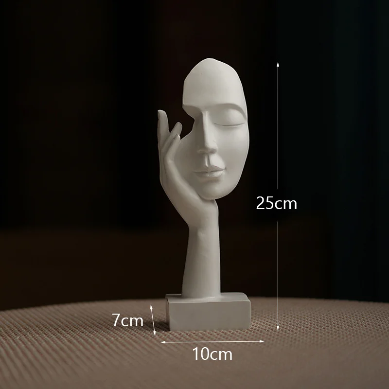 White Style 1 Elegant Abstract Face Sculpture - Modern Resin Art Figurine, Hand & Mask Home Decor Accent