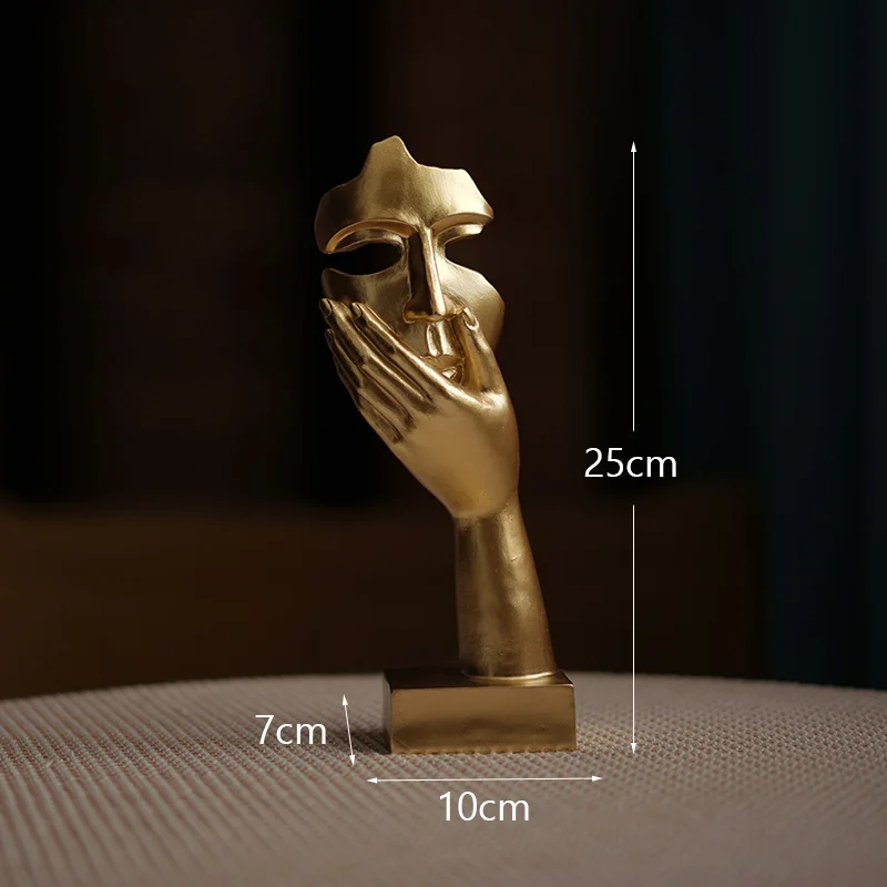 Gold Style 2 Elegant Abstract Face Sculpture - Modern Resin Art Figurine, Hand & Mask Home Decor Accent