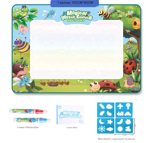 Forest Insect Giant Aqua Magic Doodle Mat 100x80cm - Mess-Free Reusable Water Drawing Pad for Creative Kids