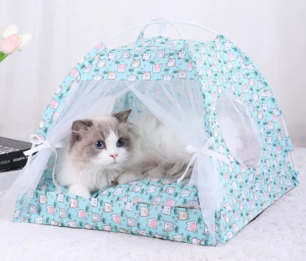 S 35*35CM 5 Catties Within The Pet Blue Cat Cooling Summer Pet Tent - Portable Foldable Breathable Outdoor Cat House Shelter