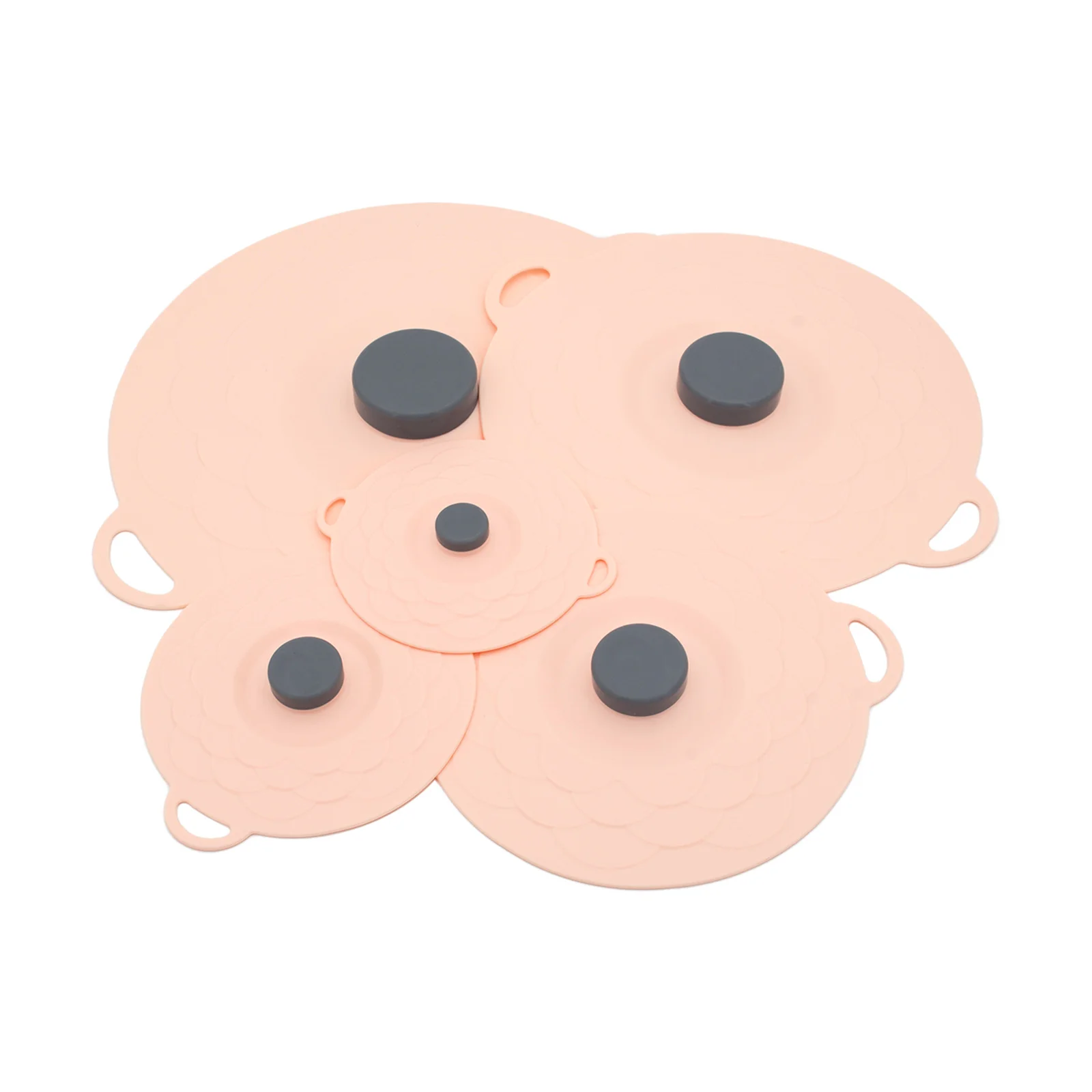 Pink Two-Set Five-Piece Silicone Fresh-Keeping Lids - Heat-Resistant, Anti-Spill, and Dust-Proof