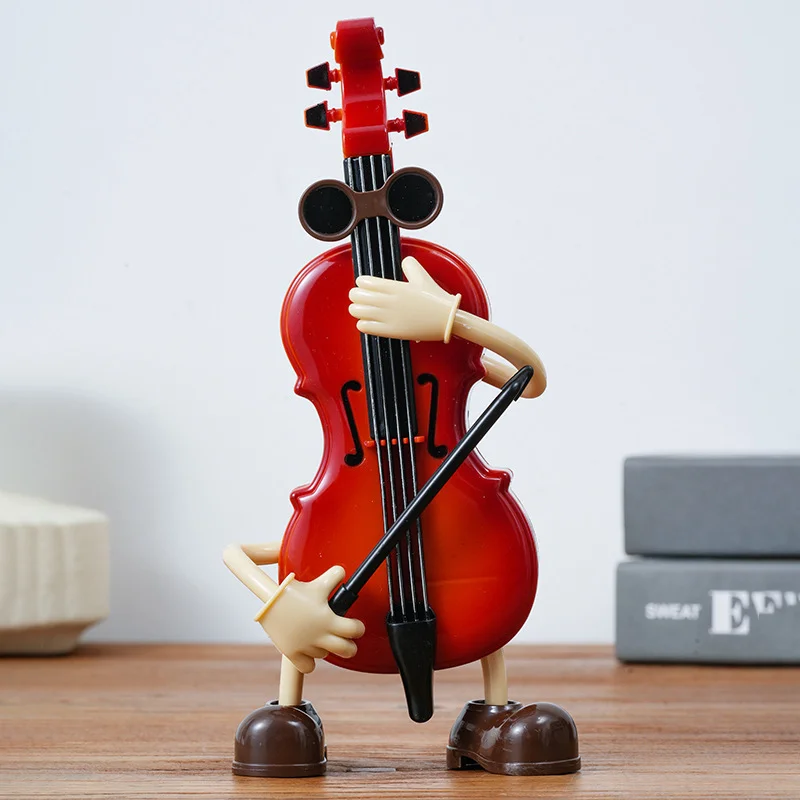 Dancing Musical Instrument Figurines - Wind-Up Guitar & Cello Toys with Moving Parts(Violin)