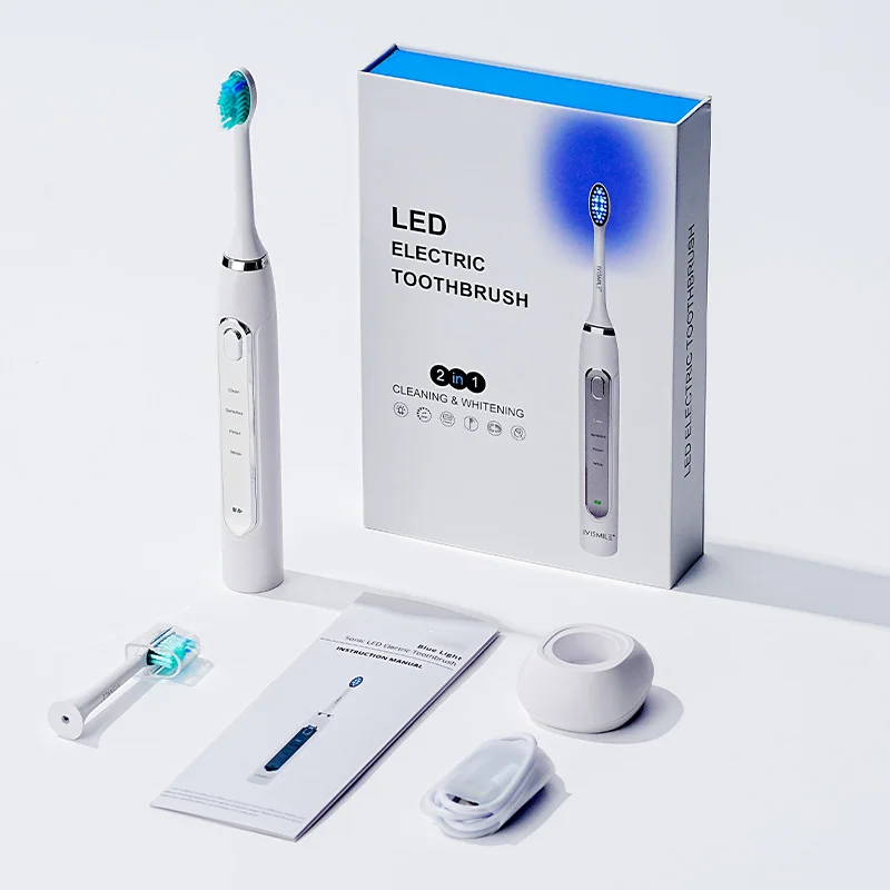 LED Sonic Electric Toothbrush - 2-in-1 Cleaning & Whitening, 4 Modes(white)