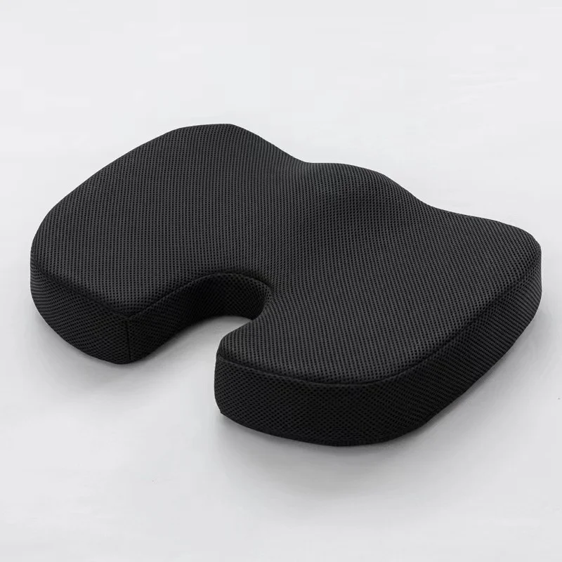 Black Ergonomic U-Shaped Memory Foam Seat Cushion - Coccyx Relief & Posture Support with Breathable Cover