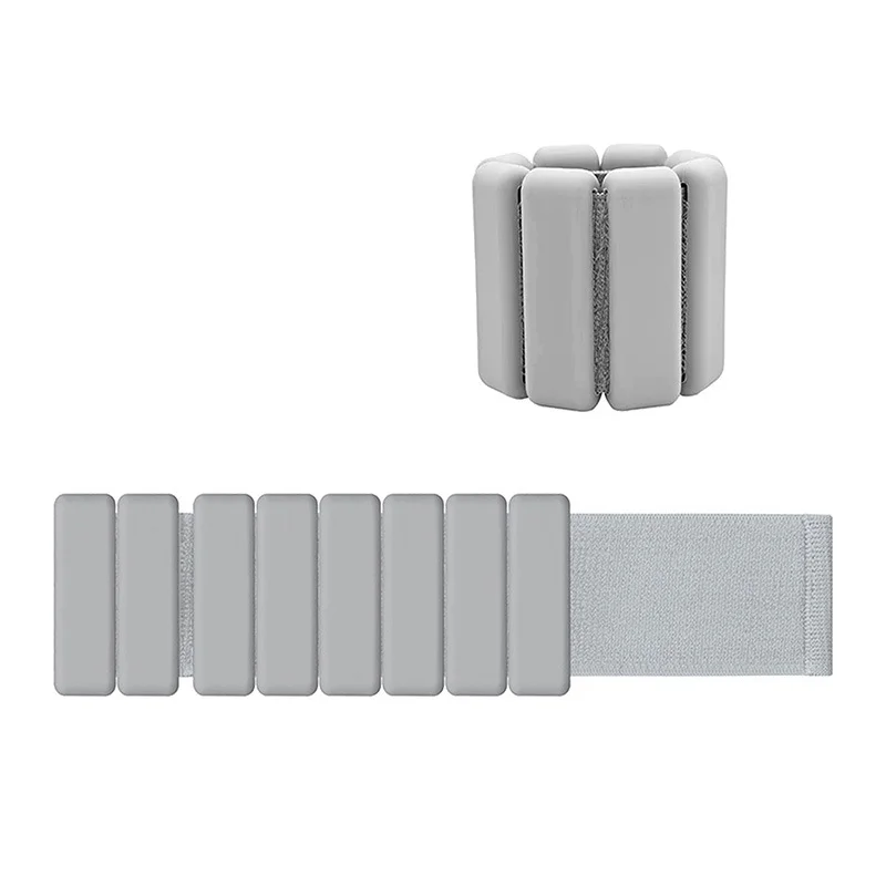 Grey Premium Adjustable Silicone Wrist & Ankle Weights (1lb Each, 2lb Pair) - Waterproof & Sweatproof for Enhanced Yoga, Running & Fitness Workouts