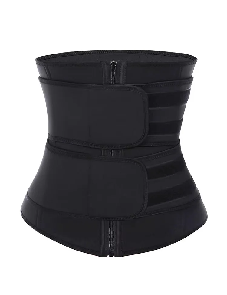 Size XXL Black Womens Sweat-Enhancing Waist Trainer Belt - Dual Strap Zipper Tummy Control Cincher for Workout & Postpartum Shaping