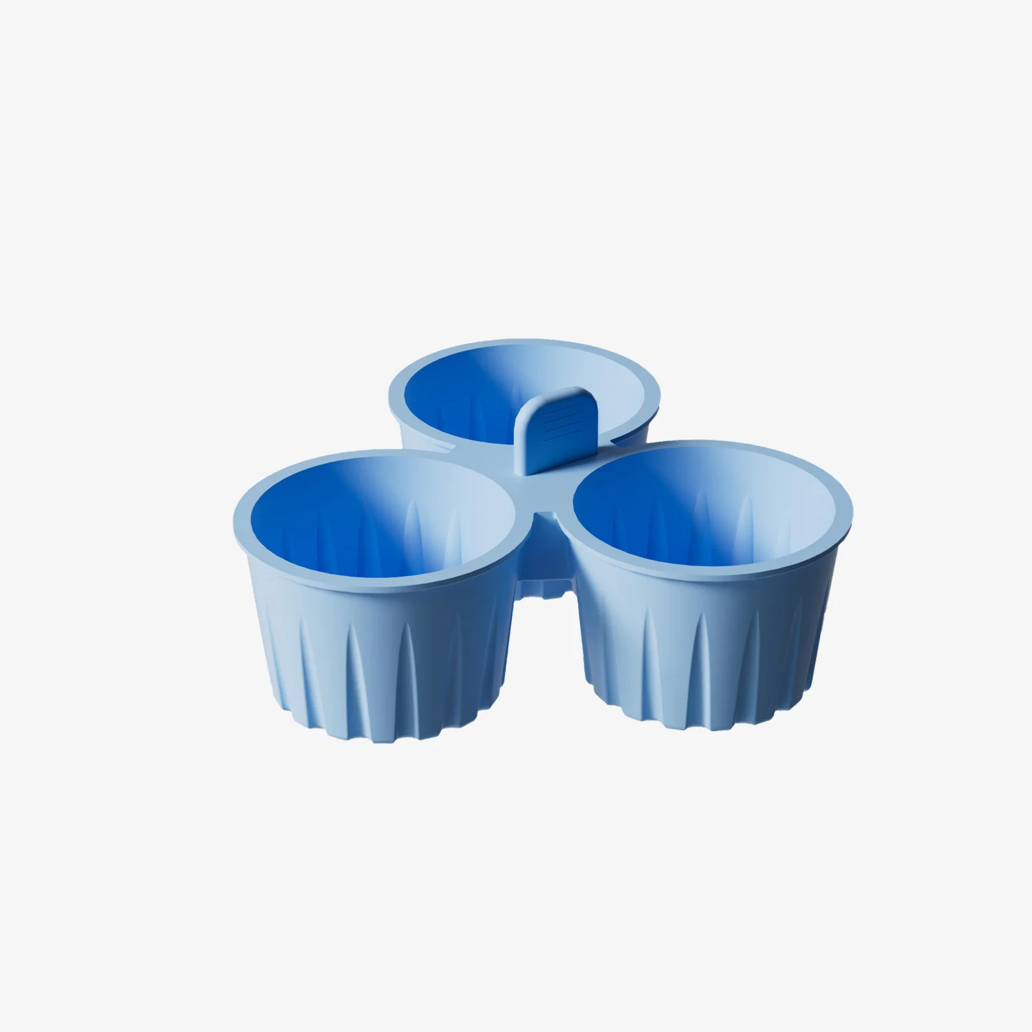 2 Pcs Blue 3-Compartment Silicone Bowl - BPA-Free, Microwave & Air Fryer Safe for Eggs, Baking & Food Storage