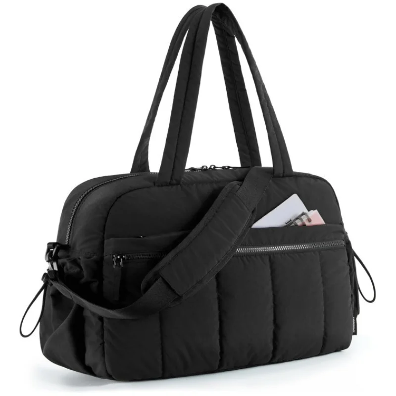 Black Versatile Carry-On Travel Duffel Bag - Airline Personal Item Size with Waterproof Wet Pocket & Trolley Sleeve