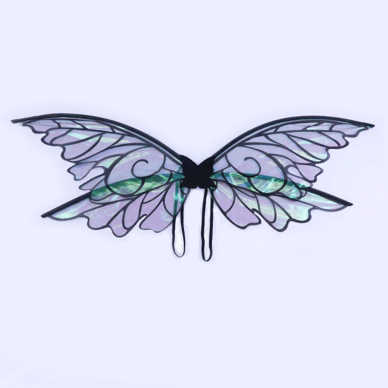 Black Enchanting Iridescent Fairy Wings - Sparkle Butterfly Elf Wings for Costume Parties, Cosplay & Dress-Up Fun