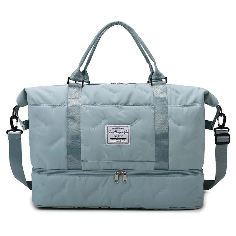 Green Stylish Quilted Duffel Bag for Travel & Gym - Large Capacity Weekender with Shoe Compartment and Wet Pocket