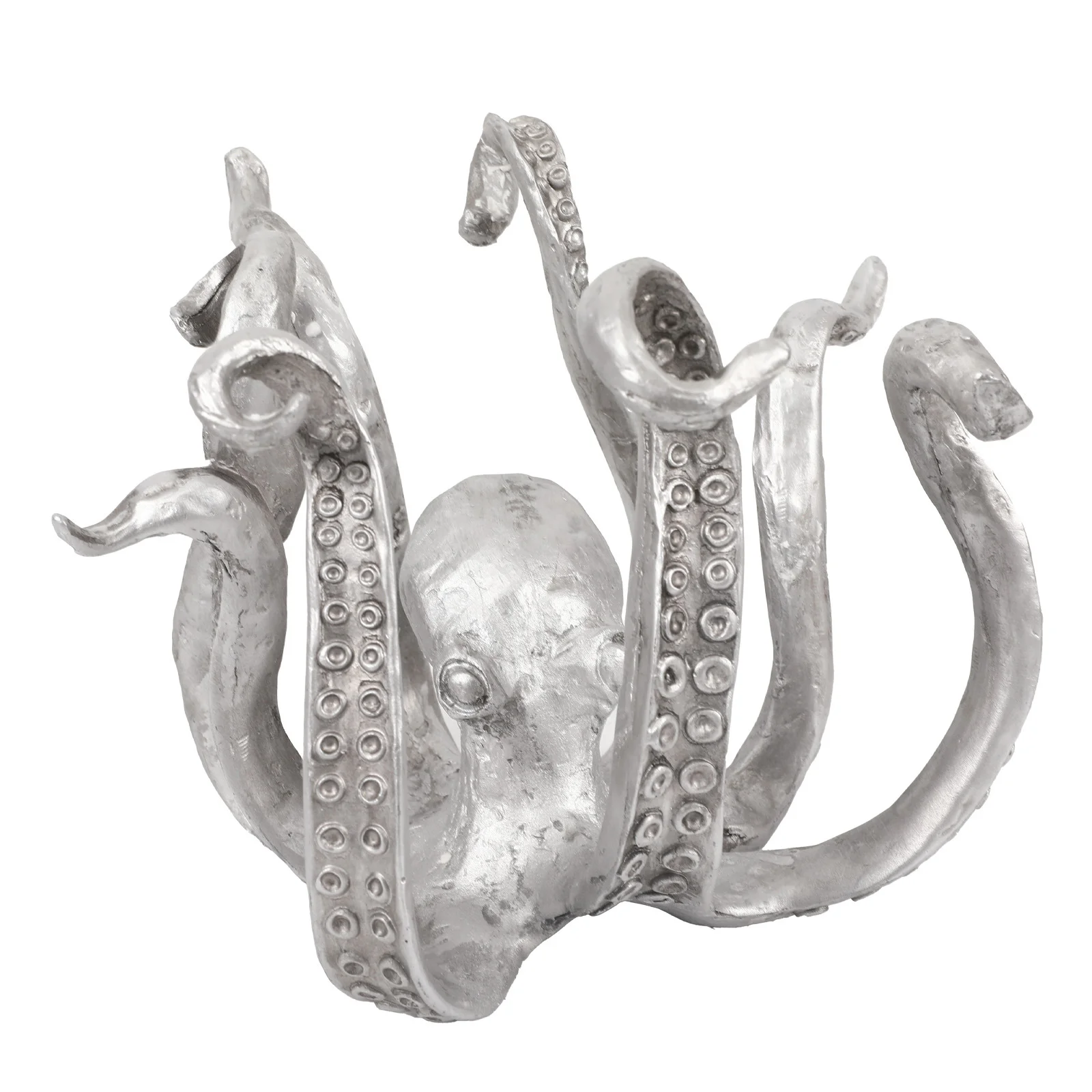 Silver Vintage Bronze Octopus Mug Holder - Decorative Resin Statue & Countertop Cup Rack
