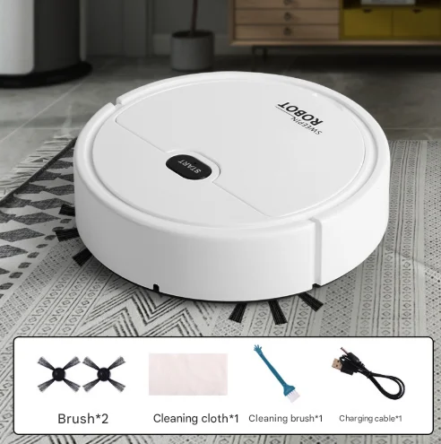 White 3-in-1 Smart Robot Vacuum Cleaner - Automatic Sweeping, Mopping & Suction for Hard Floors & Pet Hair