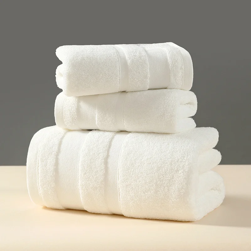 White Premium 3-Piece 100% Cotton Towel Set - Ultra Soft, Absorbent & Quick-Dry for Bathroom