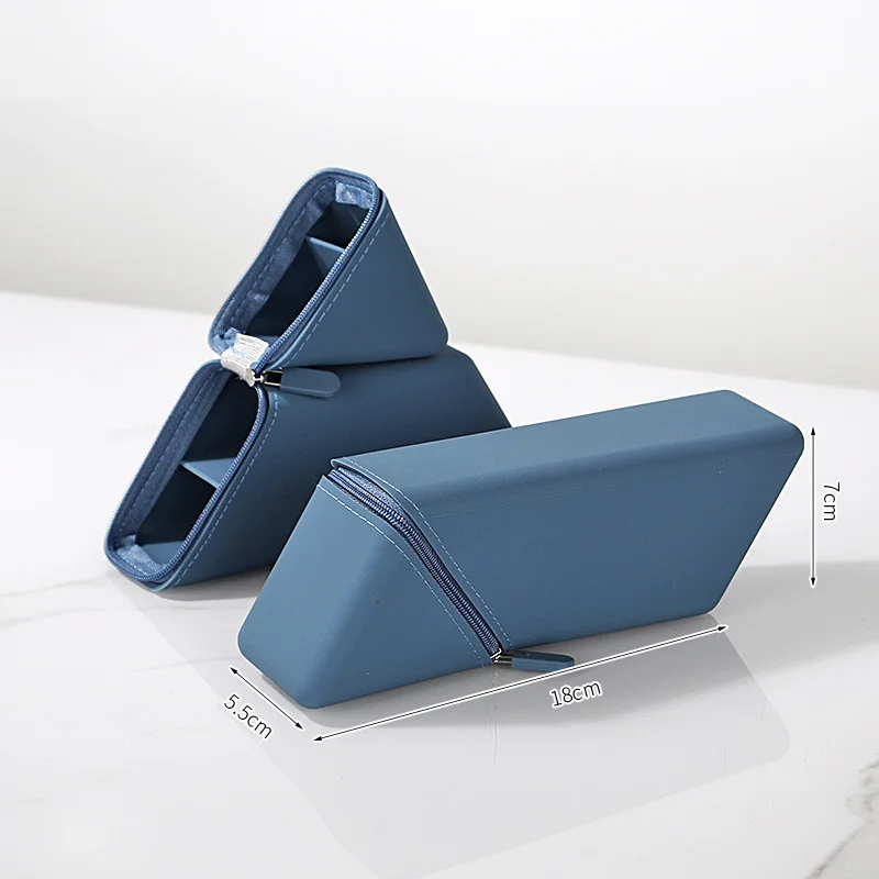 Dark Blue Transforming Silicone Pencil Case - Stand-Up Pen Holder & Stationery Organizer
