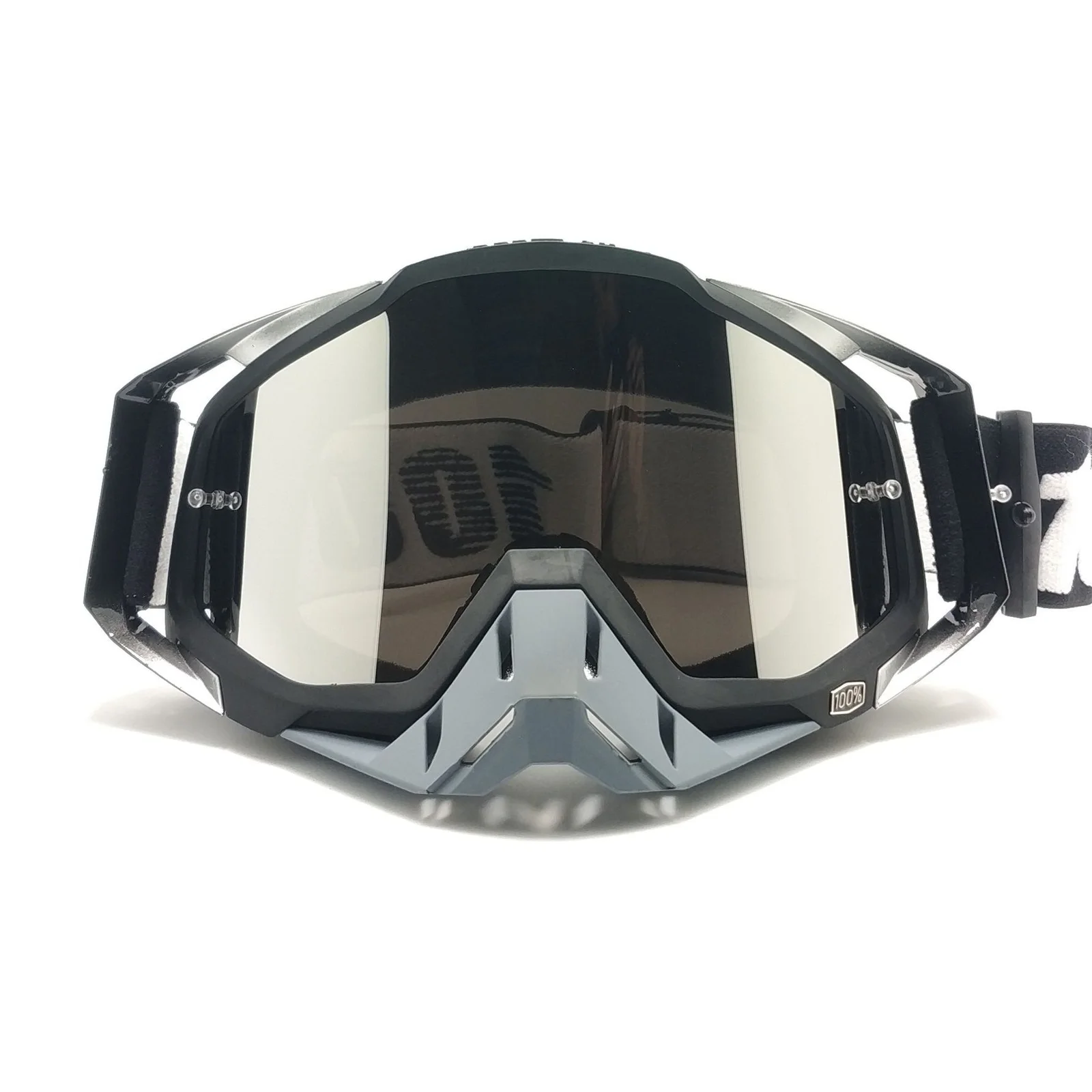 Grey Frame With Mercury Flakes Motocross Goggles - Durable Off-Road Motorcycle Riding Eye Protection with Lens