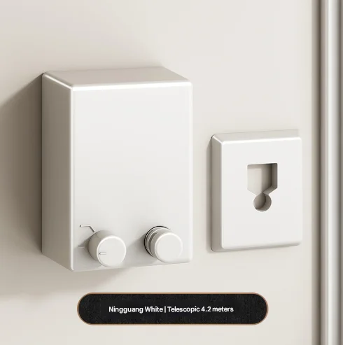 White Retractable Stainless Steel Clothesline - 4.2m Indoor and Outdoor Drying Solution