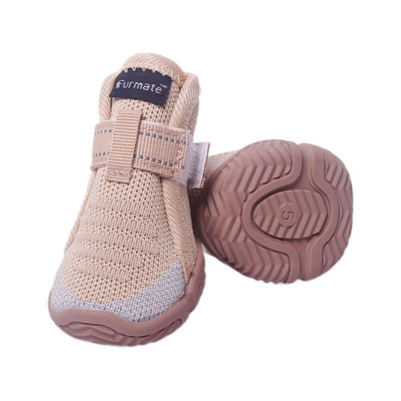 1# Khaki Breathable Woven Dog Shoes for Small to Medium Dogs - Non-Slip, Durable, Anti-Dirty Paw Protectors