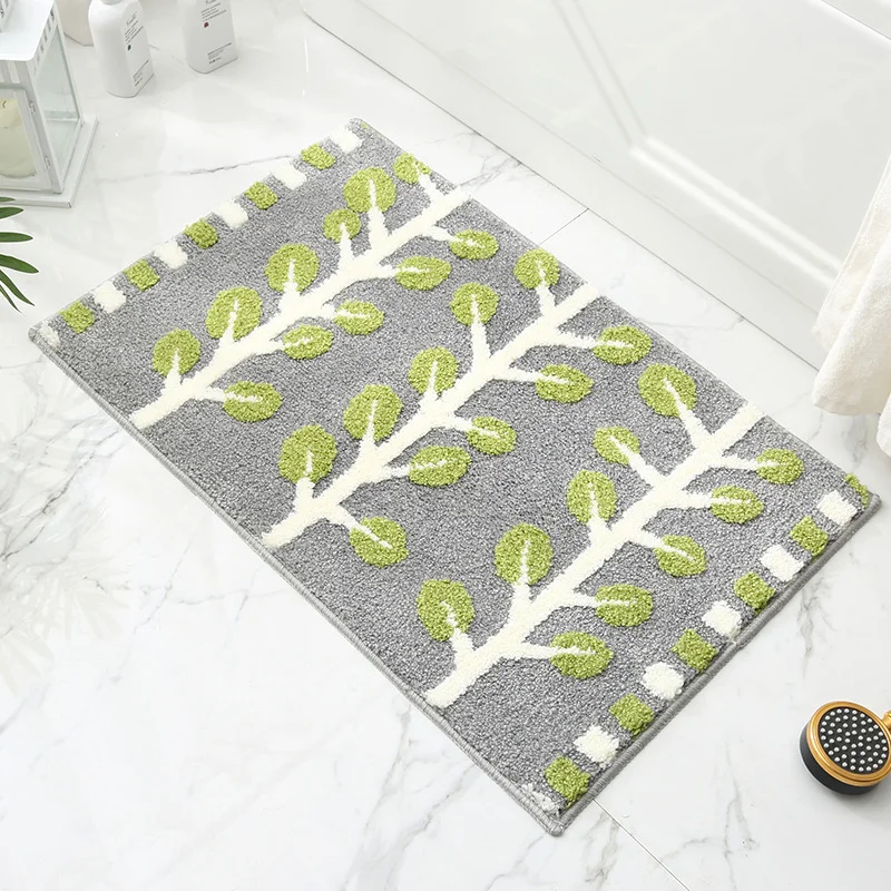 Spring Jacquard Bathroom Mat - Super Absorbent Non-Slip Rug (40x60cm), Toilet Floor Mat for Bathroom/Bedroom/Entryway