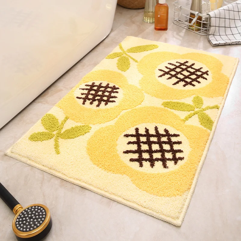 Sun Flowers Bathroom Mat - Super Absorbent Non-Slip Rug (40x60cm), Toilet Floor Mat for Bathroom/Bedroom/Entryway