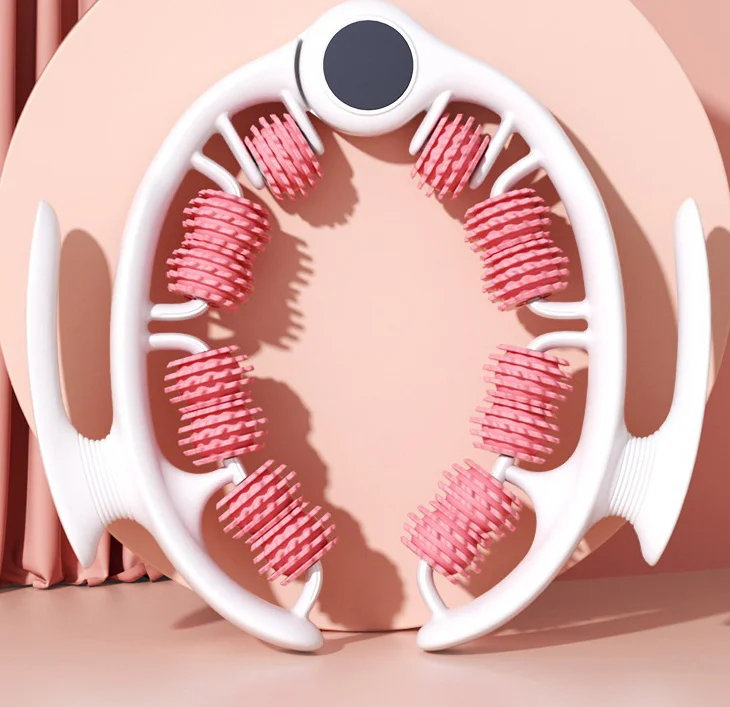 Pink Ergonomic U-Shape Leg Roller 360 Degree Massager for Muscle Relief Fitness Yoga