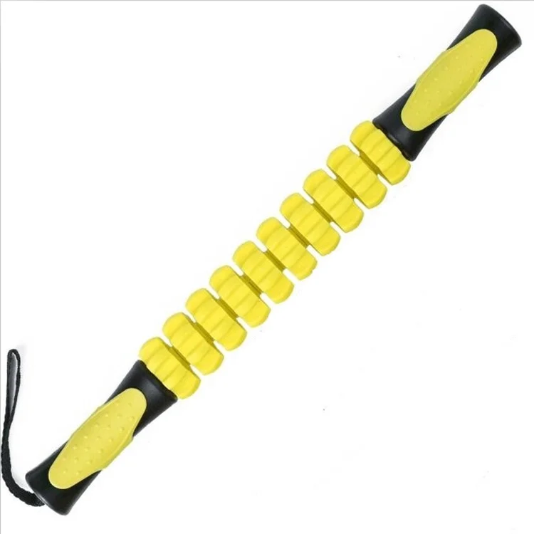 Yellow Deep Tissue Massage Roller Stick for Muscle Soreness & Recovery - Portable Fascia Release Tool