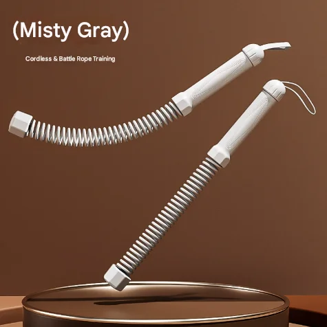 Grey Heavy Cordless Battle Rope - Portable Weighted Fitness Rope for Home Gym Strength & Cardio Training