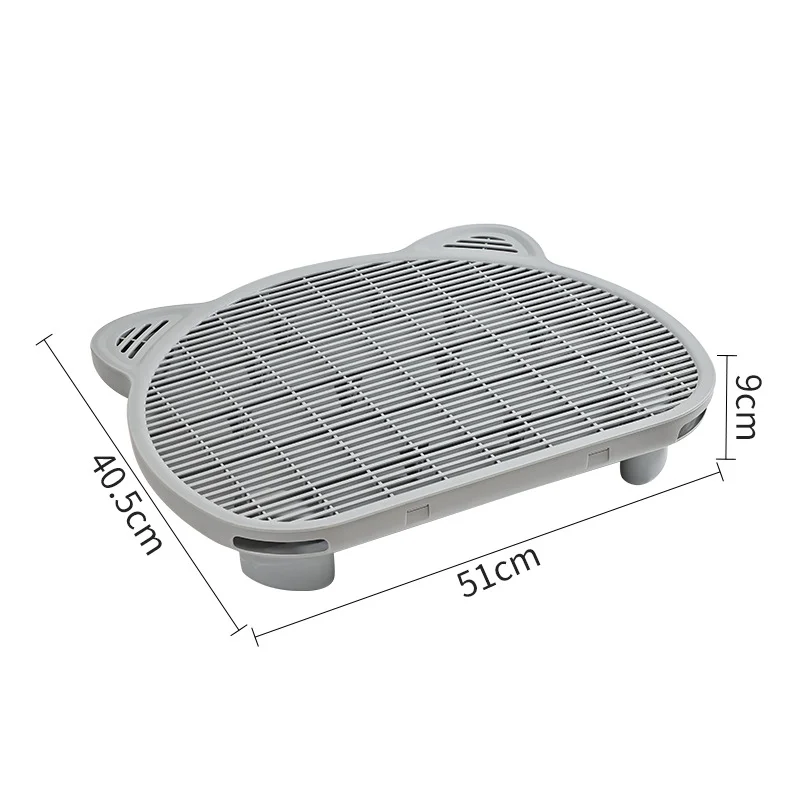 Grey Elevated Cat Litter Trapping Mat - Dual-Layer Scatter Control Tray with Grate