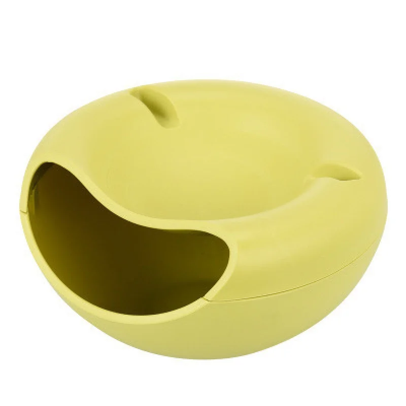 Green Creative Lazy Snack Bowl with Phone Holder - Dual-Layer Dish for Nuts & Seeds