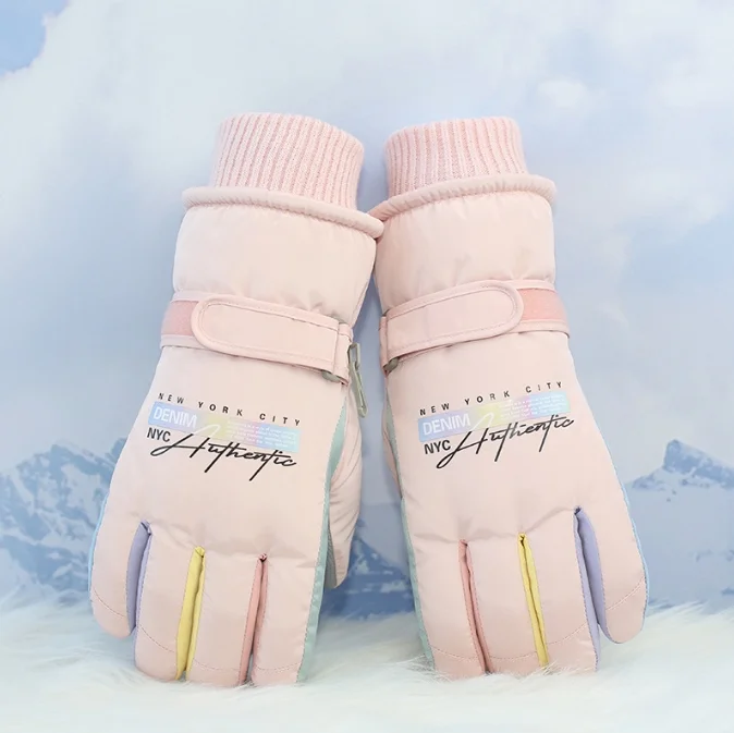 Pink Women's Warm Winter Ski Gloves - Waterproof & Windproof Touchscreen Gloves for Snow Sports