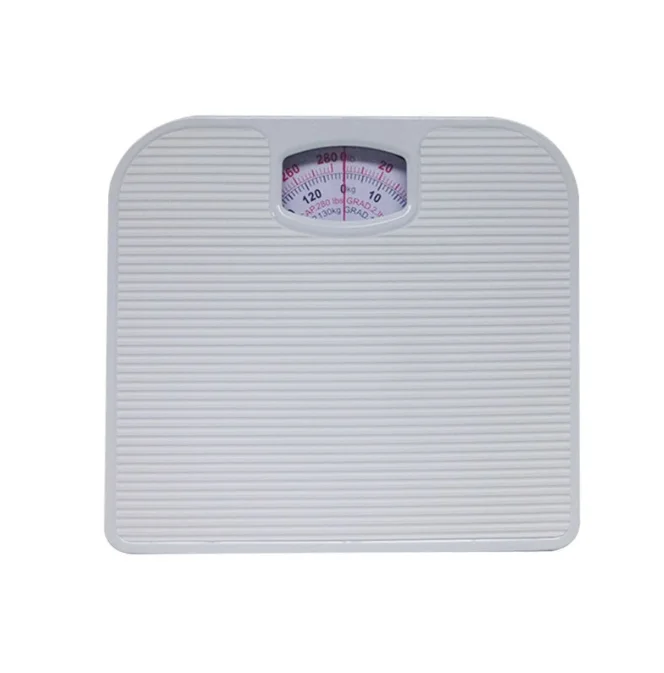 White Classic Mechanical Bathroom Scale - Battery-Free Analog Body Weight Scale with Non-Slip Platform