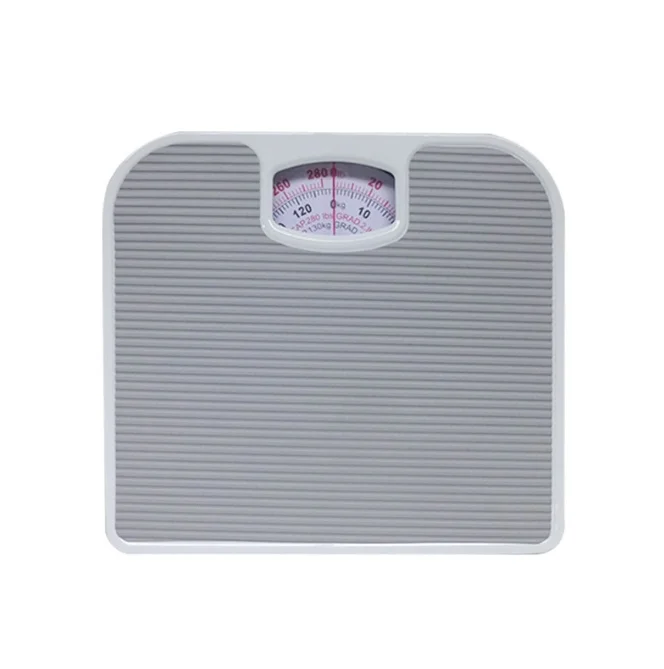 Light Gray Classic Mechanical Bathroom Scale - Battery-Free Analog Body Weight Scale with Non-Slip Platform