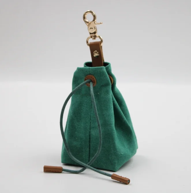 2-PCS Aqua Clip-On Canvas Dog Treat Pouch - Portable Drawstring Bag for Training & Walks