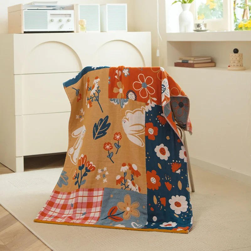 Rural breeze 40S Pure Cotton Gauze Bath Towel - Extra Large, Thick, Soft, and Highly Absorbent for Adults