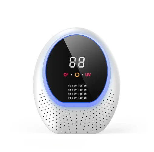 White Rechargeable Ozone & UV-C Air Purifier with Remote - Portable Odor Eliminator for Home, Pets & Closets