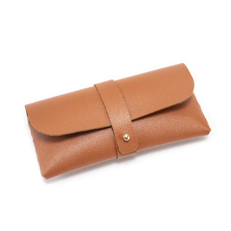 3-Pieces brown Chic & Sleek PU Leather Soft Eyeglass Case - Protective Pouch for Sunglasses & Reading Glasses