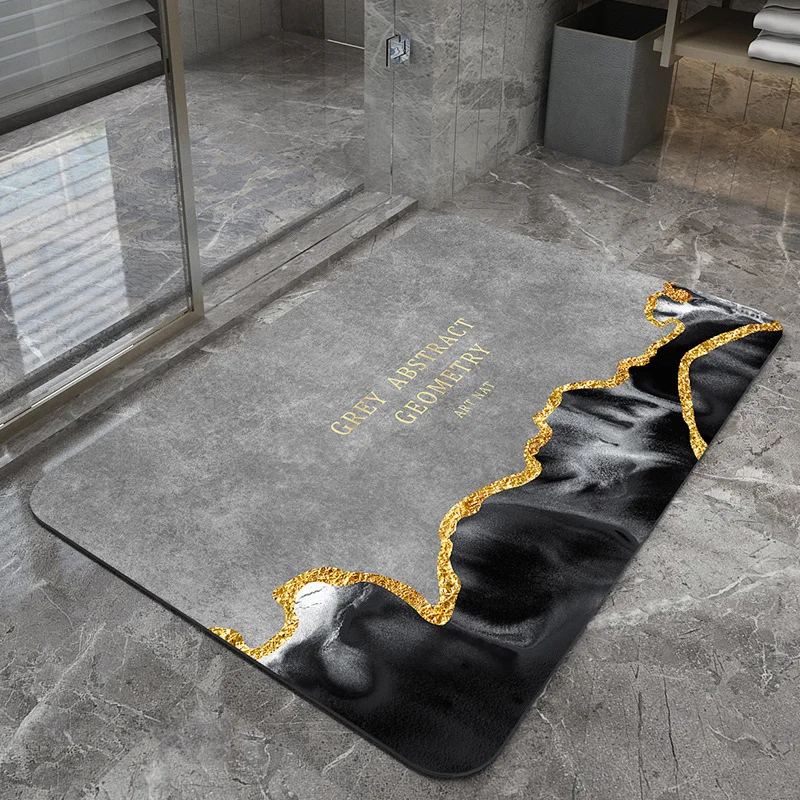 Quicksand and golden grey Modern Absorbent Diatomaceous Earth Bath Mat - Quick Dry, Non-Slip, Soft Bathroom Floor Mat