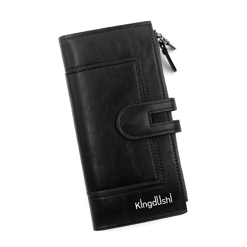 Black Women's Stylish Long Wallet - Multi-Card Slot PU Leather Clutch with Phone Pocket & Coin Zipper