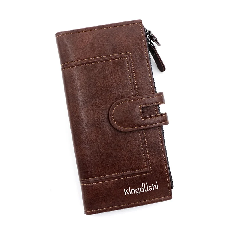 Dark brown Women's Stylish Long Wallet - Multi-Card Slot PU Leather Clutch with Phone Pocket & Coin Zipper