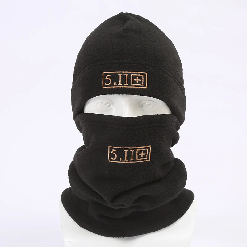 Black Outdoor Thermal Fleece Balaclava - Windproof Cycling Hat & Neck Warmer for Winter Sports - Thickened Cold Weather Face Mask Hood