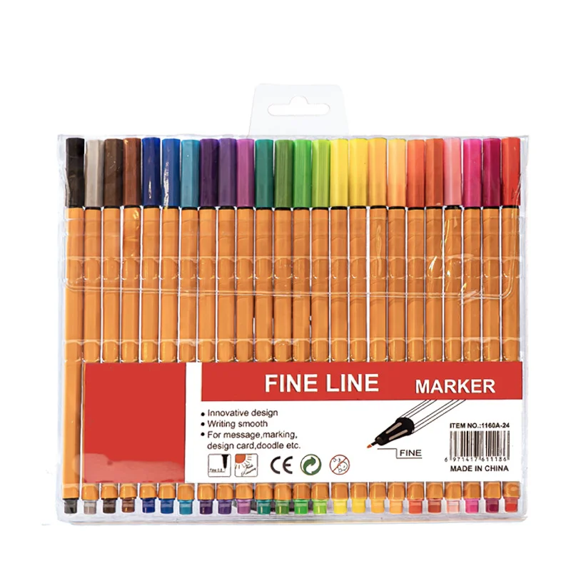 2 pcs twenty-four colors Fine Line Marker Pen Set - Watercolor Needle Tip Drawing Pens for Outlining, Sketching & Coloring - Vibrant Assorted Colors