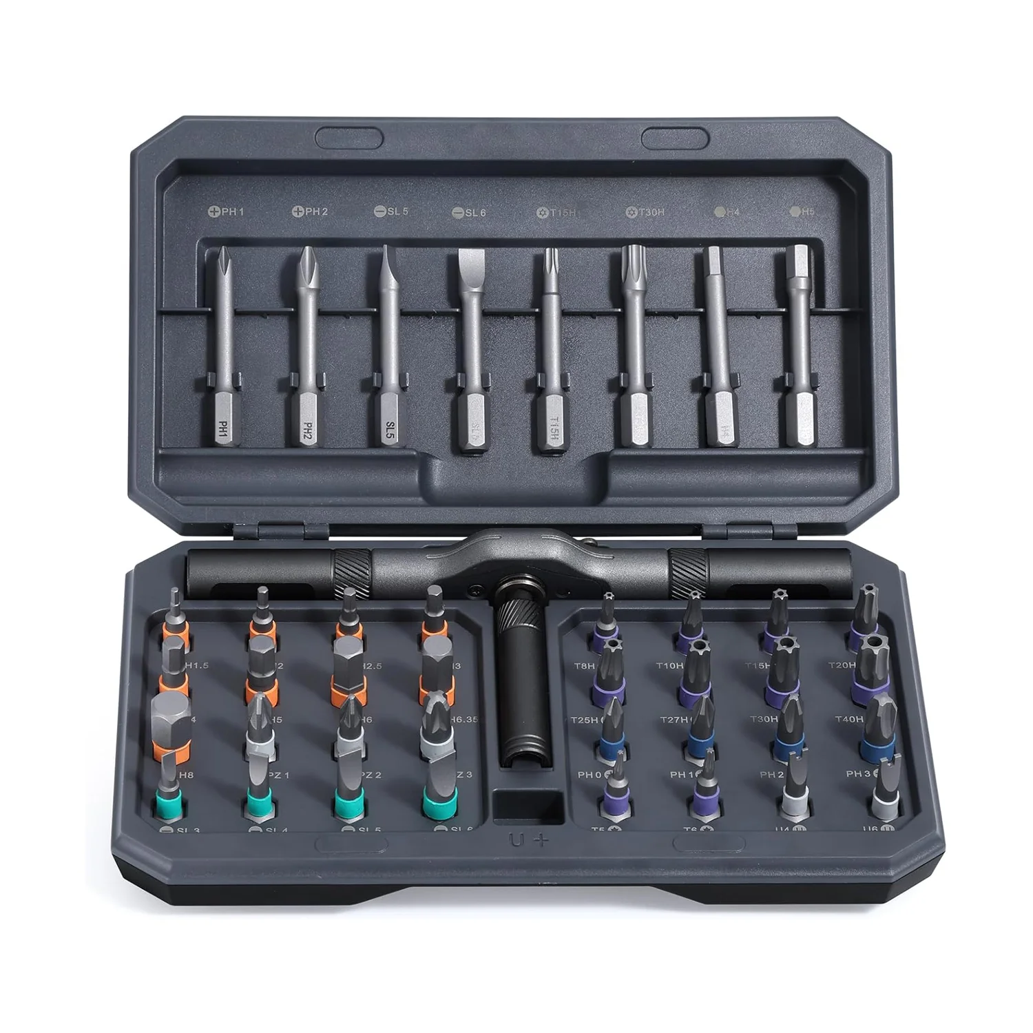 A 42-piece set Black Insulated Screwdriver Set - Multi-Bit Electrician's Tool Kit with Magnetic Tips & Quick-Change Handle