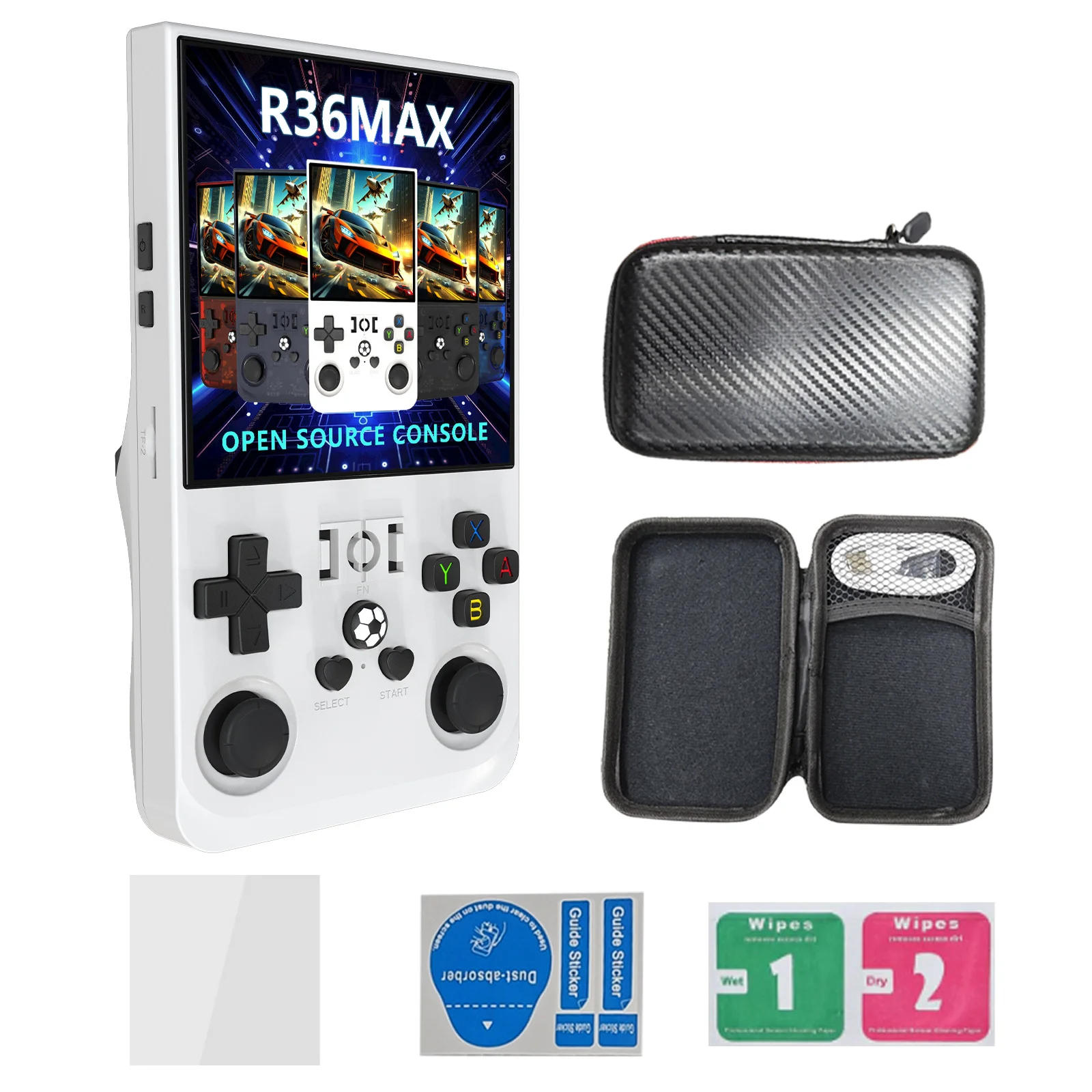 R36MAX Handheld Retro Game Console - 4.0 IPS Screen Open Source Linux 4000mAh Battery 30+ Emulators(white)"