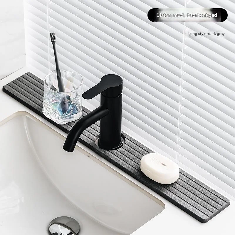 Diatom Mud Faucet Splash Guard & Absorbent Mat - Quick Dry, Non-Slip Sink Organizer(dark grey)