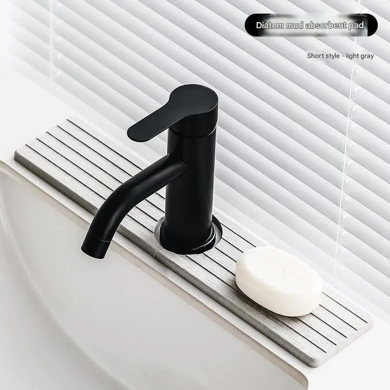 Diatom Mud Faucet Splash Guard & Absorbent Mat - Quick Dry, Non-Slip Sink Organizer(light grey)