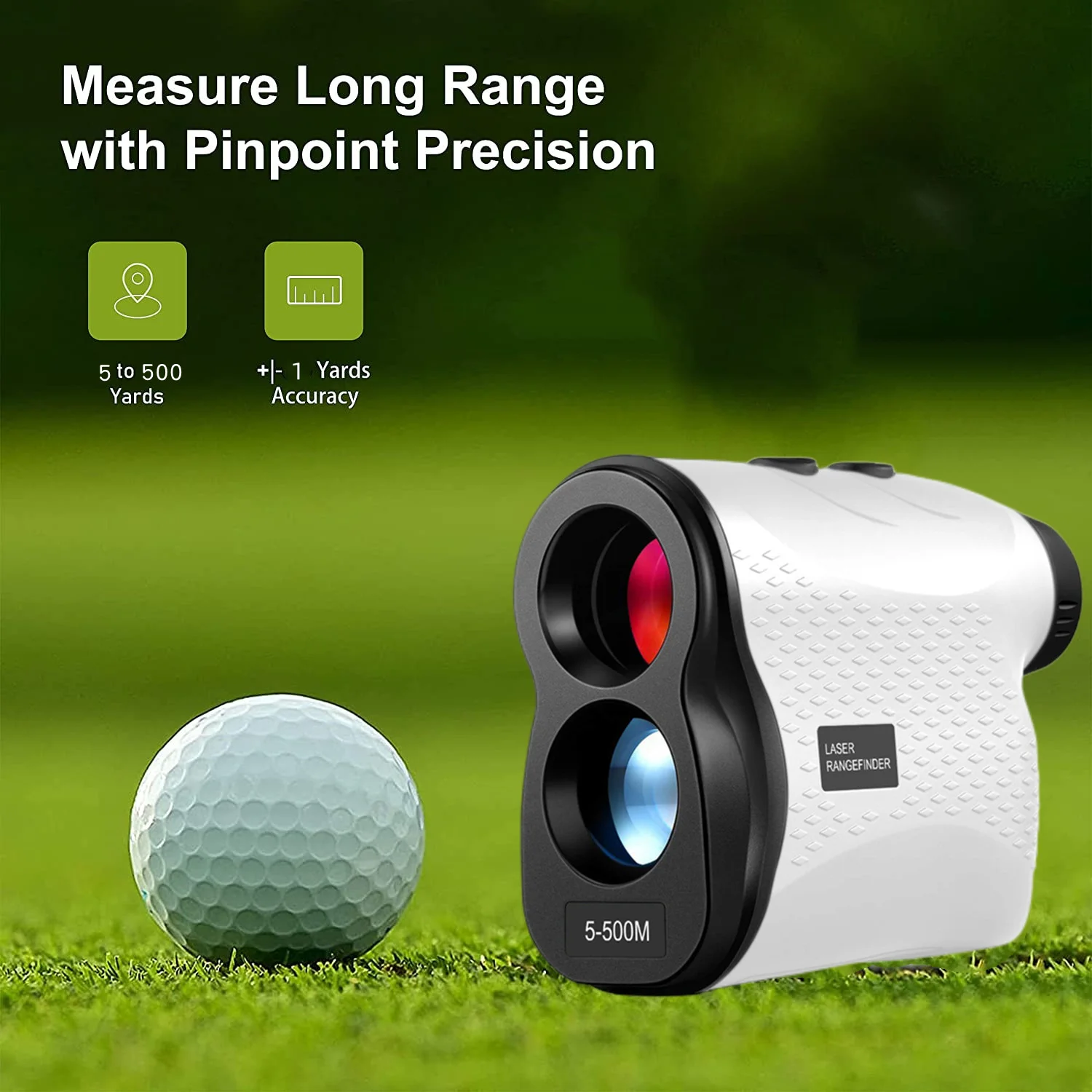 Long Range Laser Rangefinder - 5-500 Yards, Pinpoint Accuracy, Ergonomic Design(White)