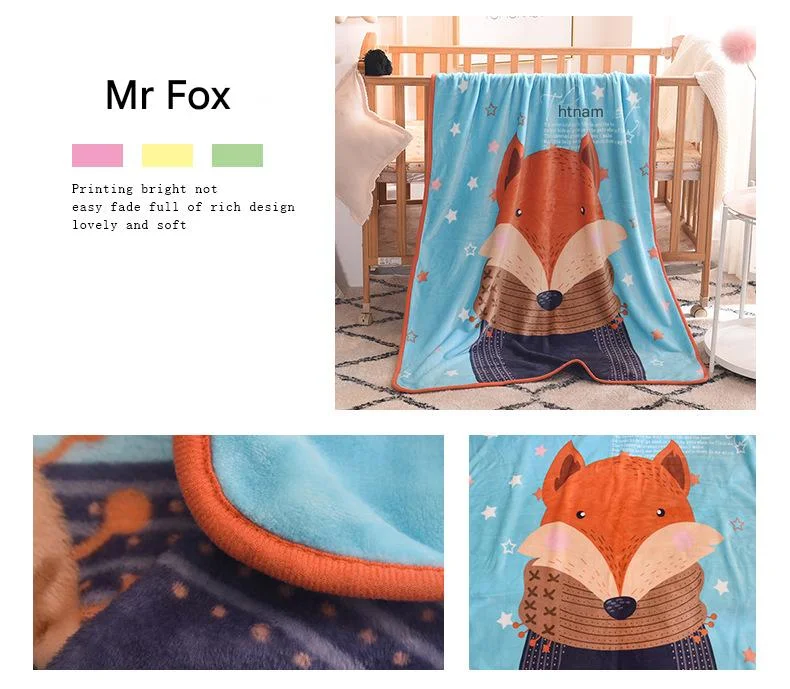Ultra-Soft Kids Plush Fleece Blanket - Cozy Cartoon Animal Throw for All Seasons (Fox)
