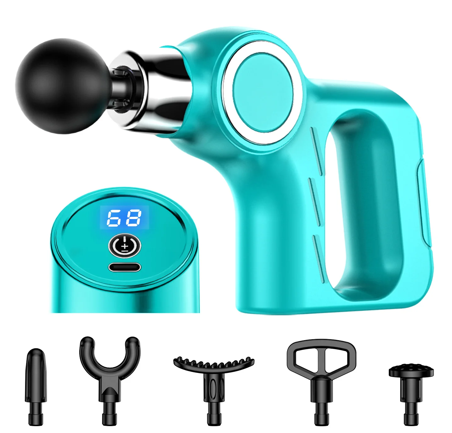 Professional Deep Tissue Percussion Massage Gun - 30 Speeds, 6 Heads & LCD Touch Screen(green)